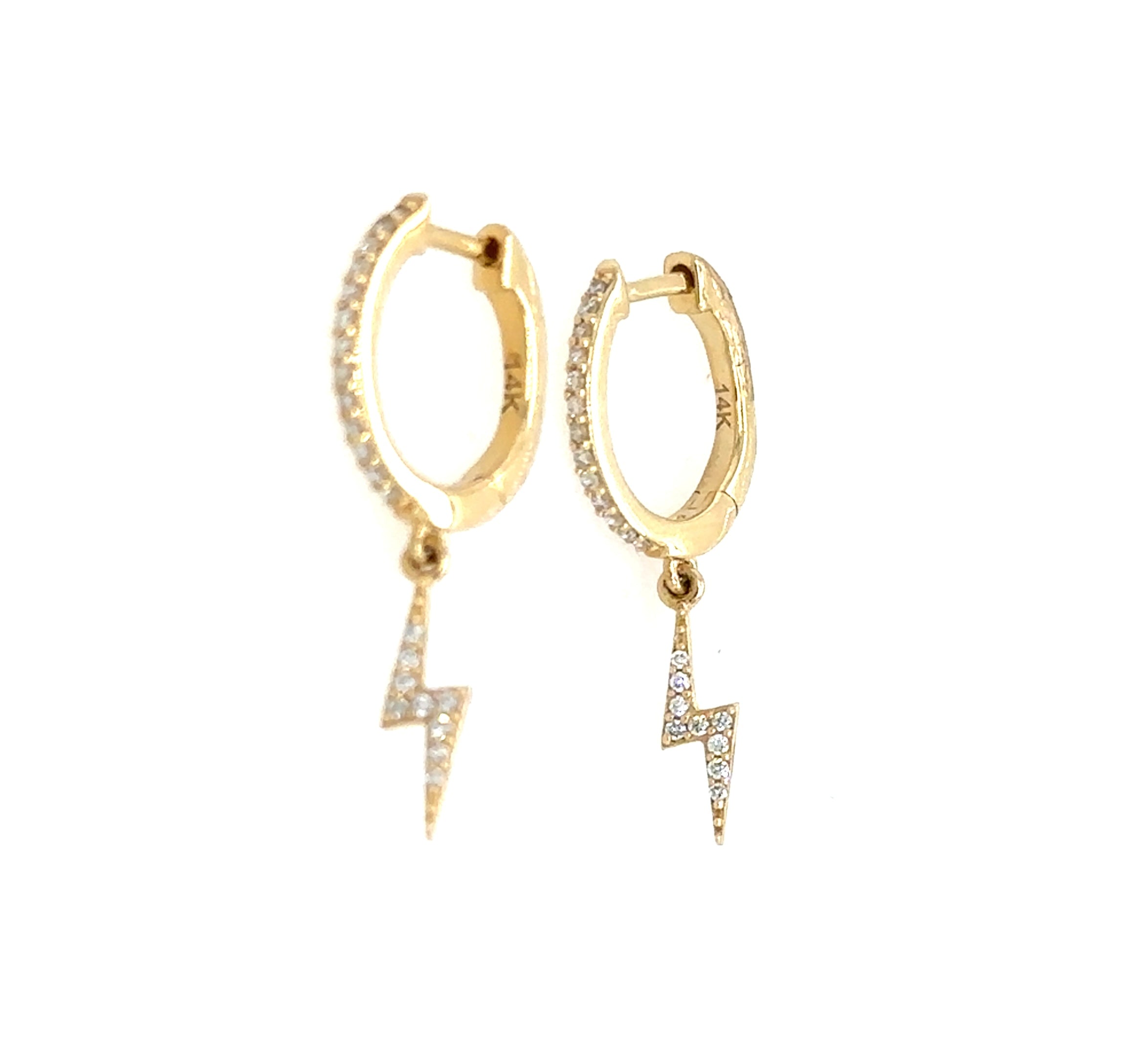 Diamond Lightning Bolt Huggie Hoops