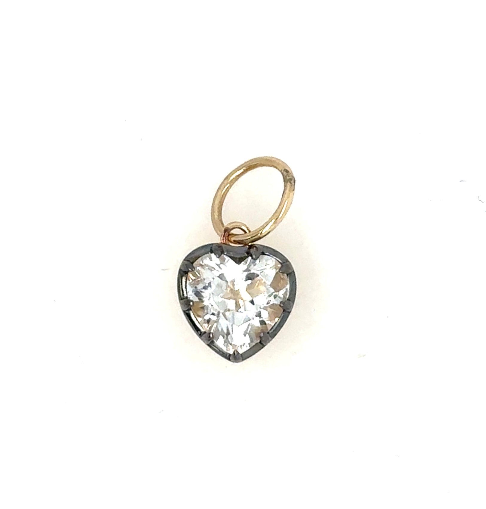 White Topaz Rhodium Framed Heart Pendant