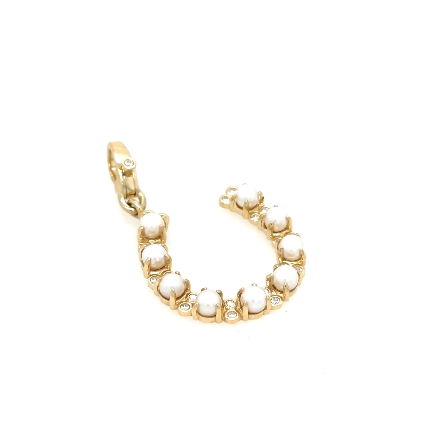 Ansley Vintage Inspired Pearl & Diamond Horseshoe Enhancer Pendant