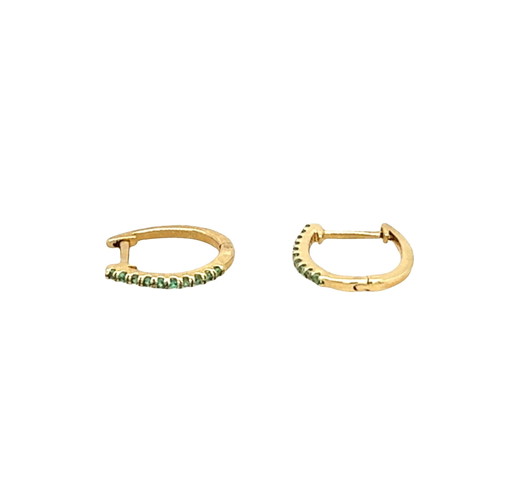 14k Emerald Small Hoops