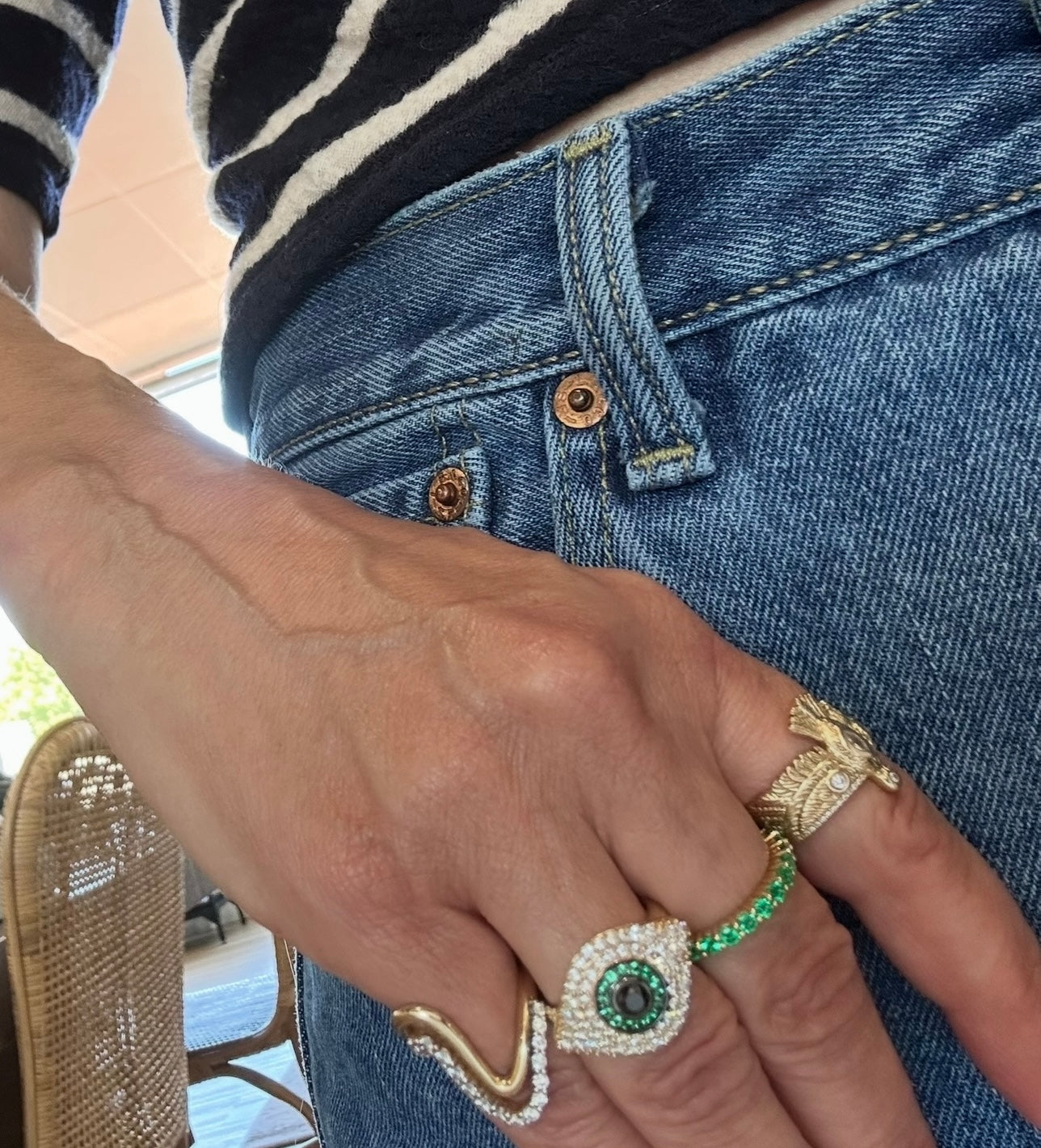 Emerald Halo Evil Eye Ring