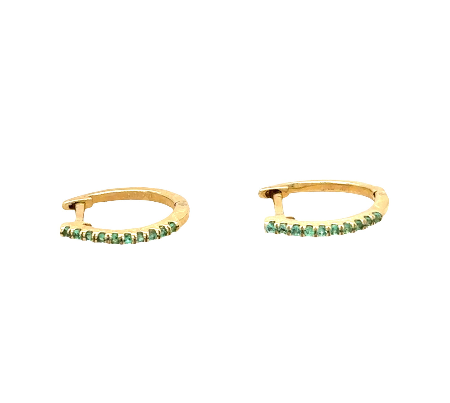 14k Emerald Small Hoops