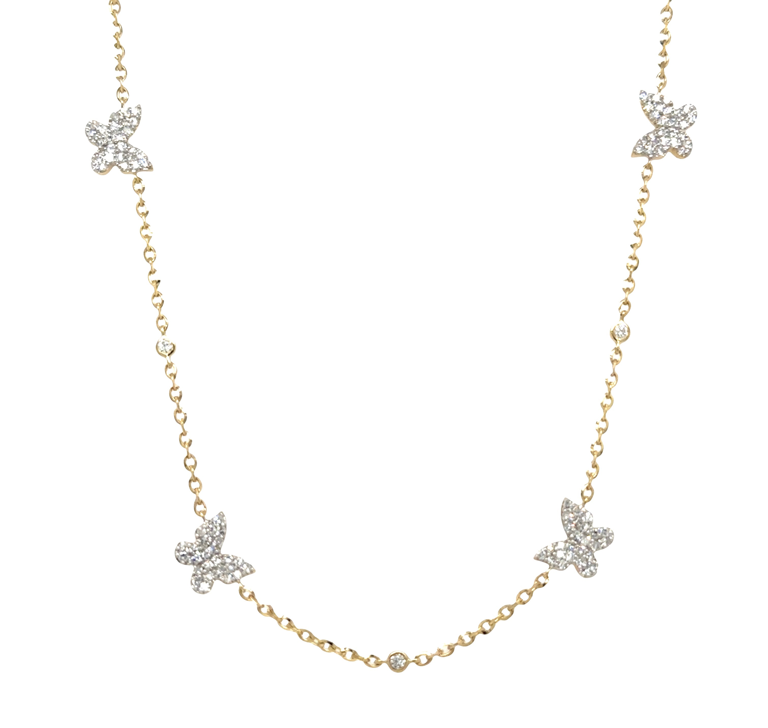 Four Diamond Butterflies Necklace