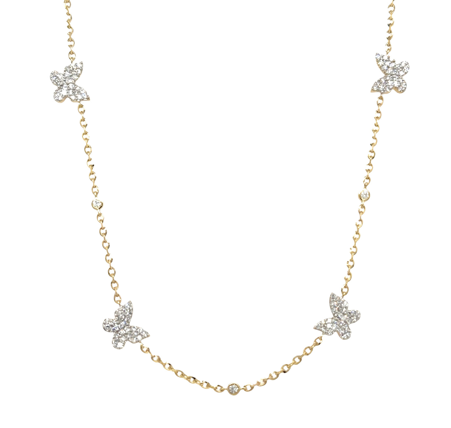 Four Diamond Butterflies Necklace