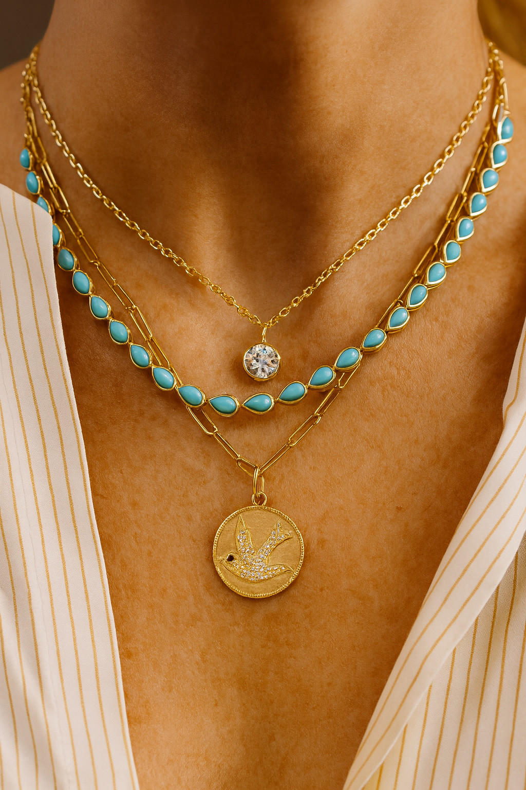 Cameo Turquoise Tennis Necklace