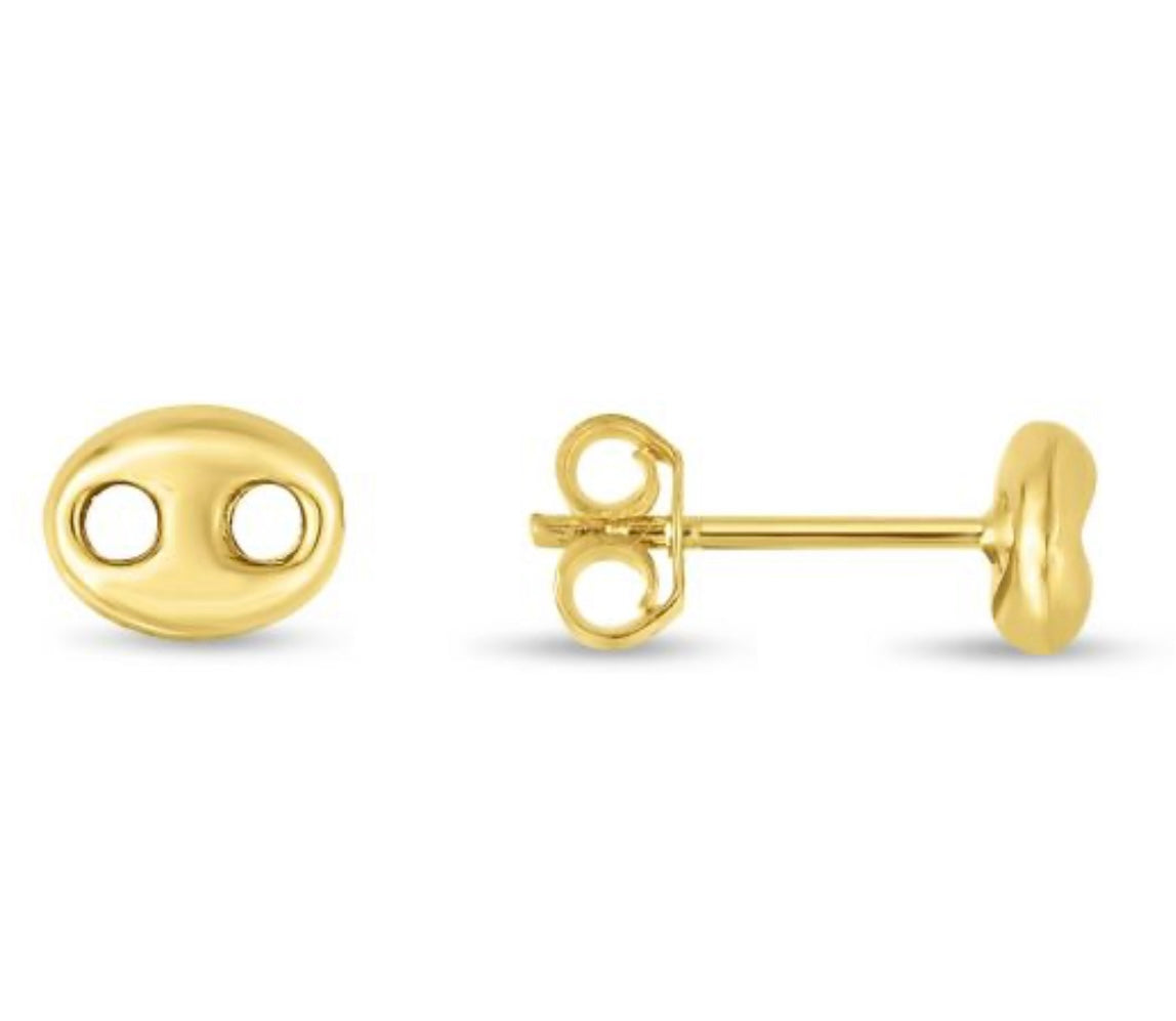 14k Gold Mariner Button Earrings