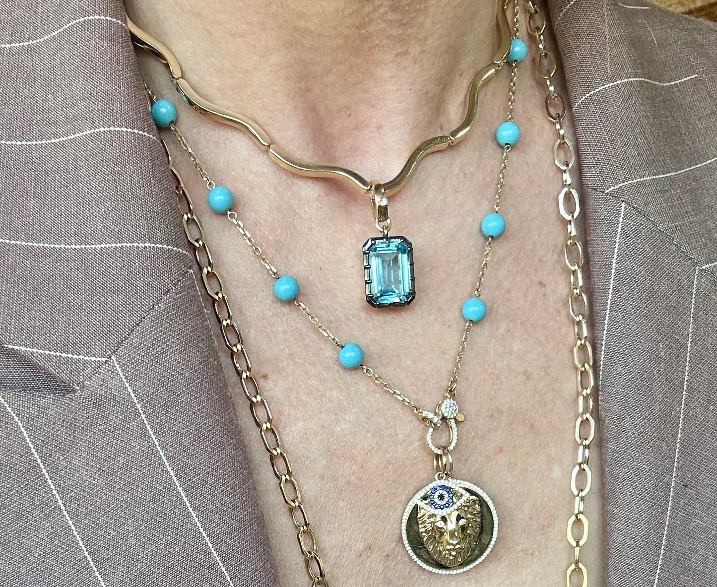 Sky Turquoise & Diamond Necklace