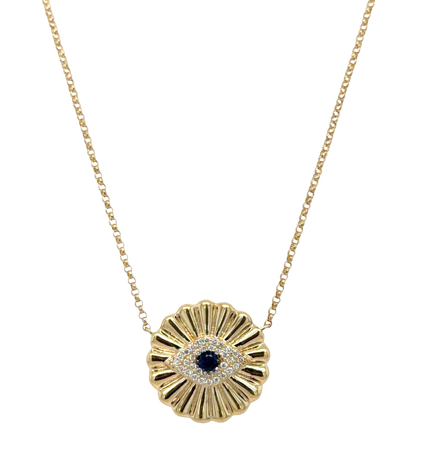 Gabby - Fluted Evil Eye Disc Necklace