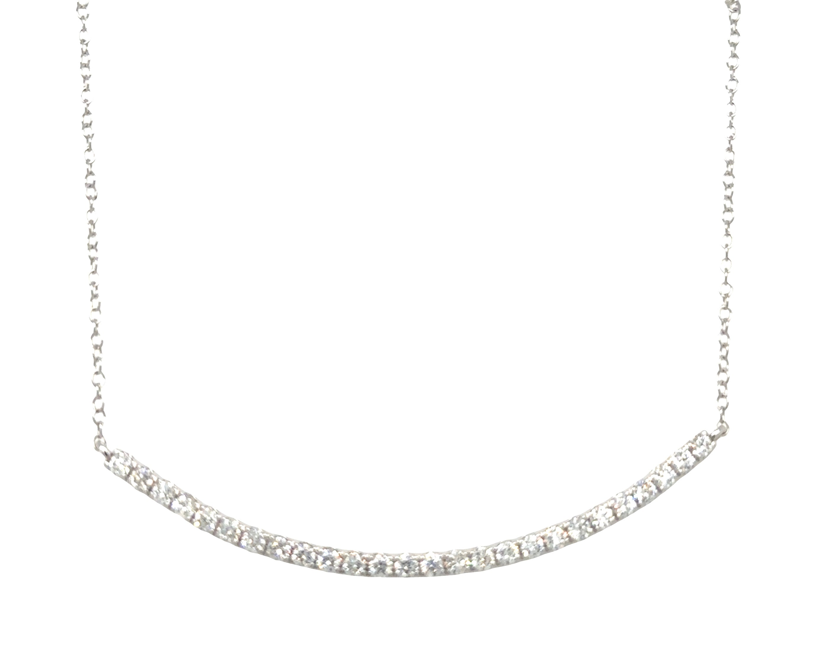 14k White Gold Diamond Bar Necklace