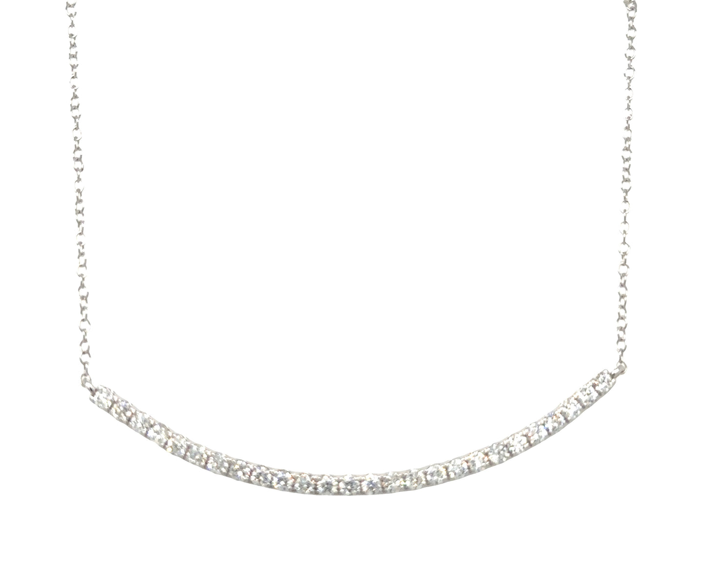 14k White Gold Diamond Bar Necklace