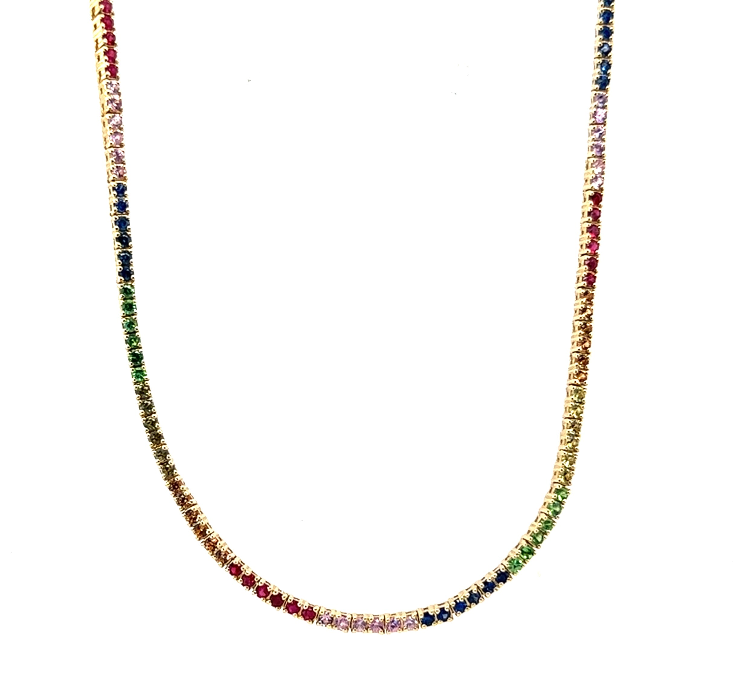Rainbow Baby Sapphire Tennis Necklace