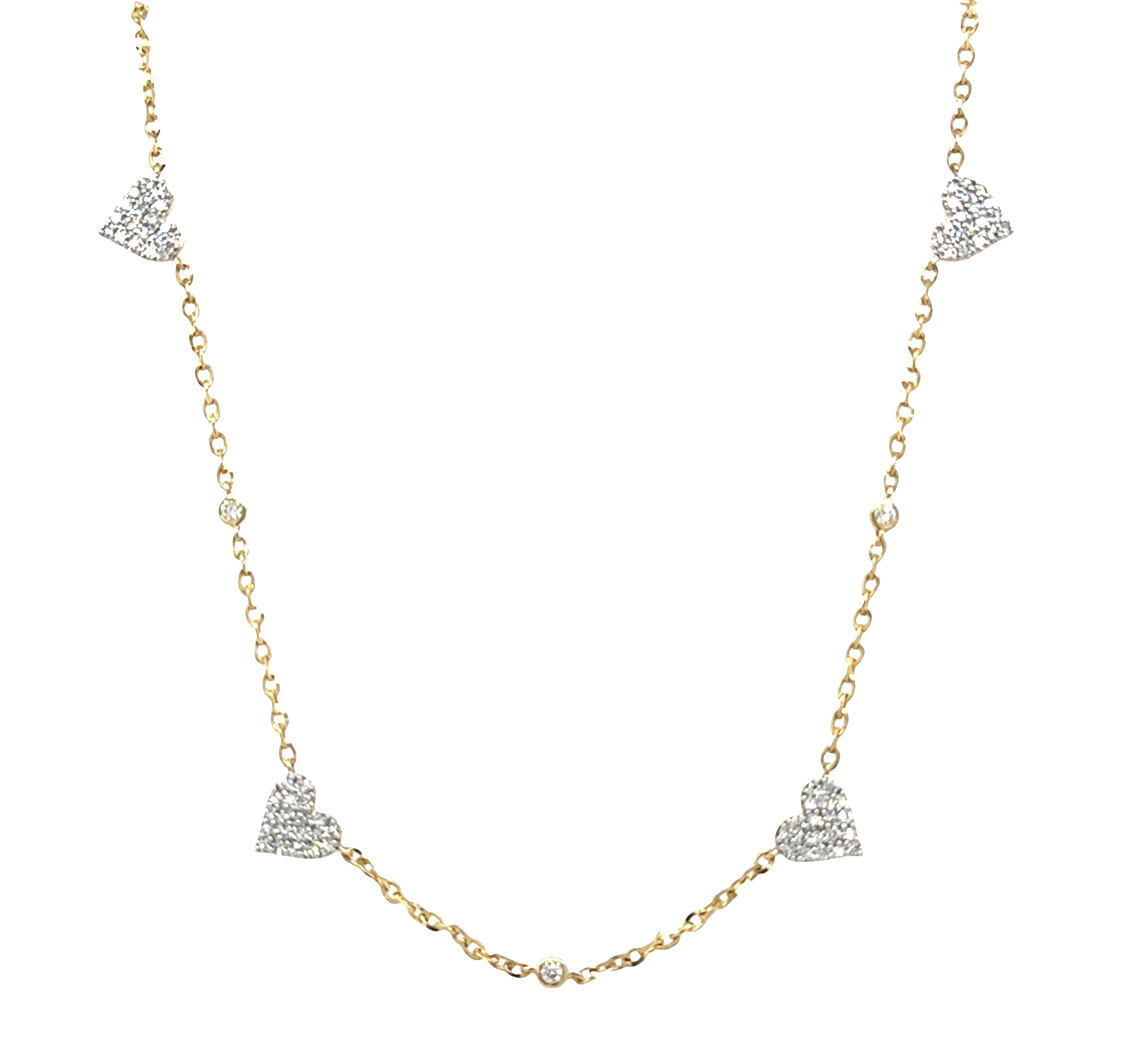 Four Diamond Hearts Necklace