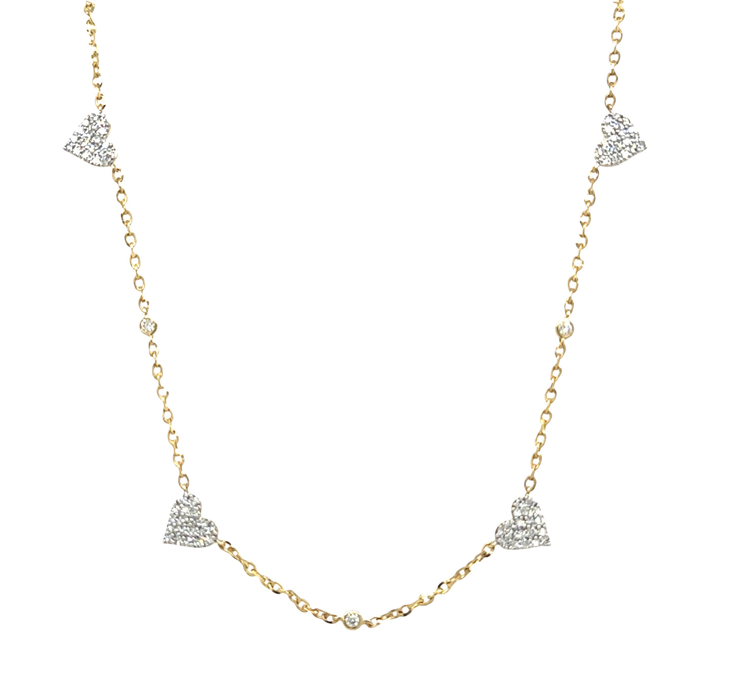 Four Diamond Hearts Necklace
