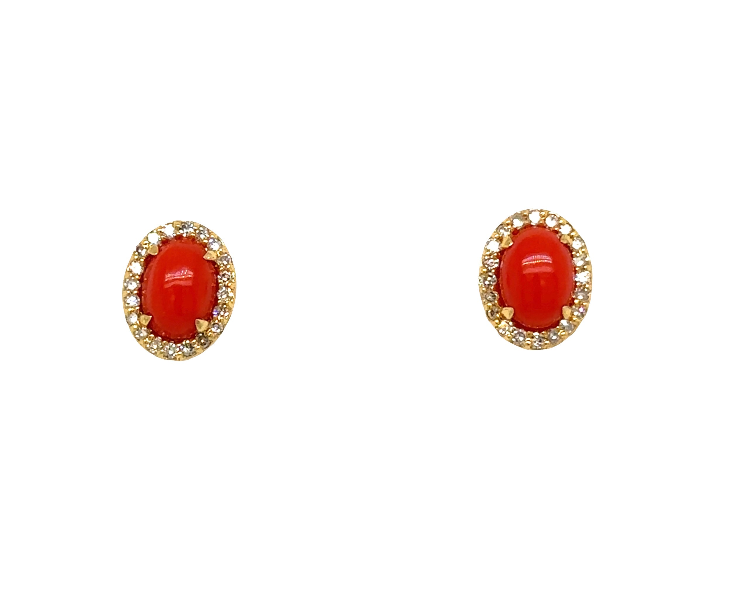 Coral Cabochon Earrings
