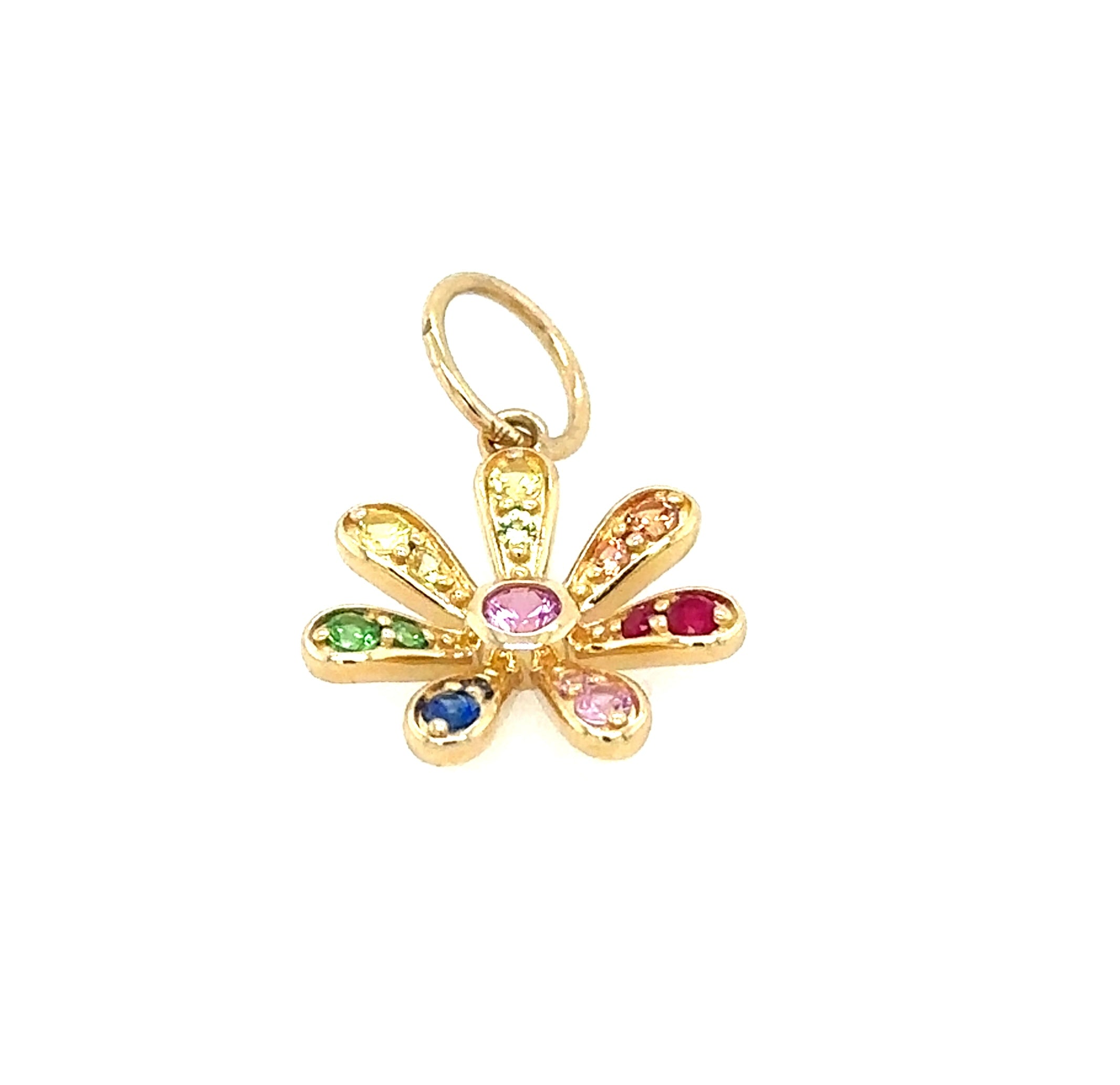 Multi Gemstone Flower Pendant