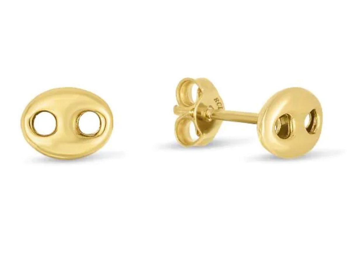 14k Gold Mariner Button Earrings