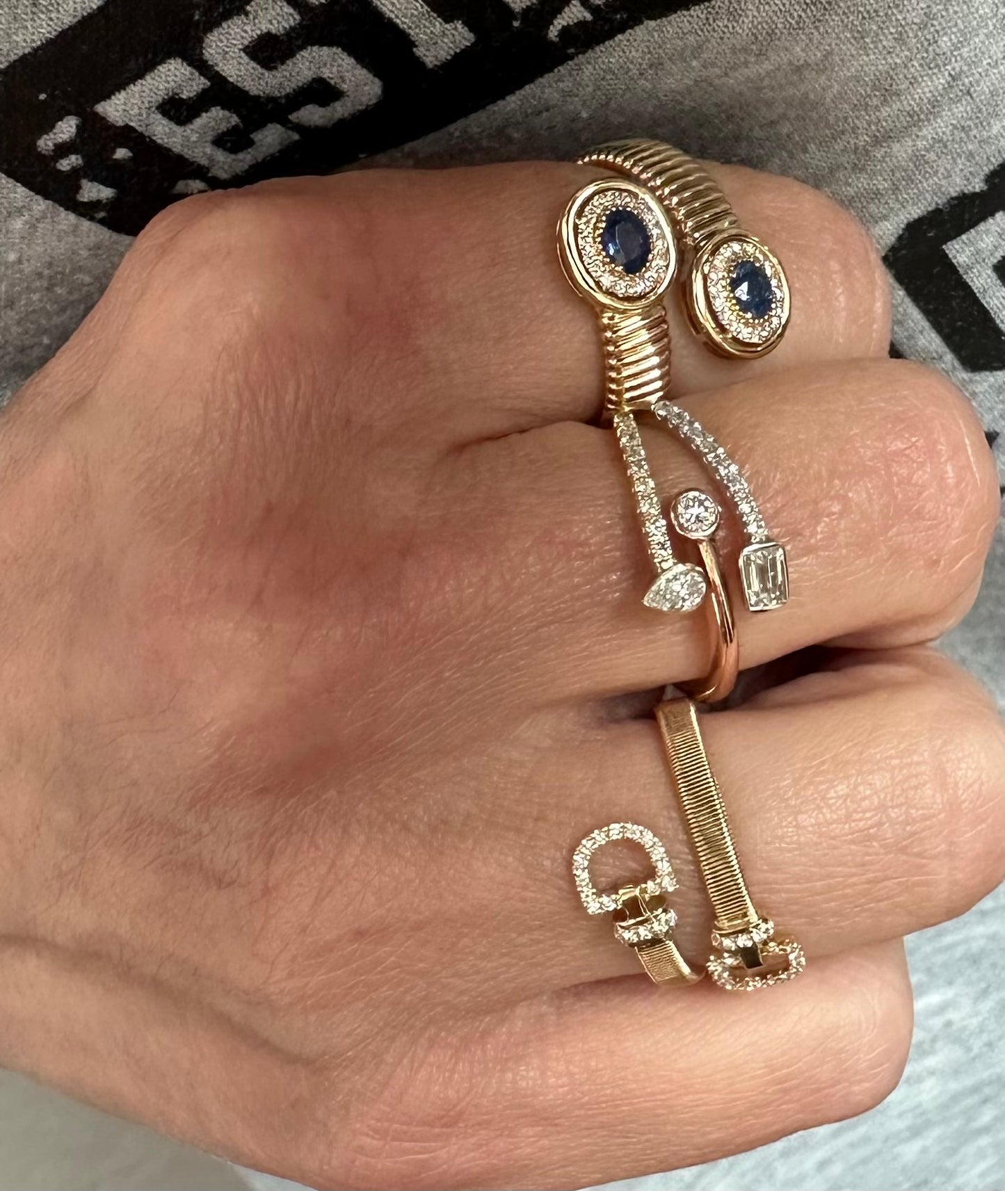 Ava Sapphire Bypass Ring