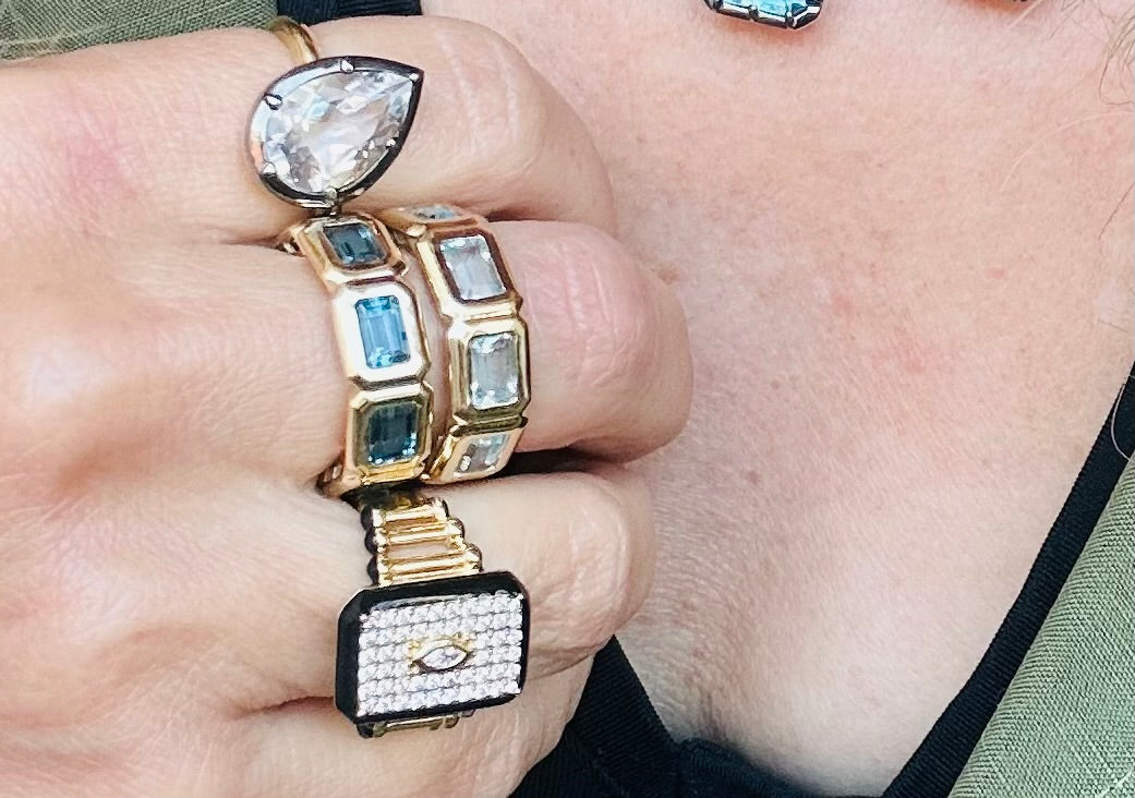 Vintage Inspired Black Enamel & Diamond Ring