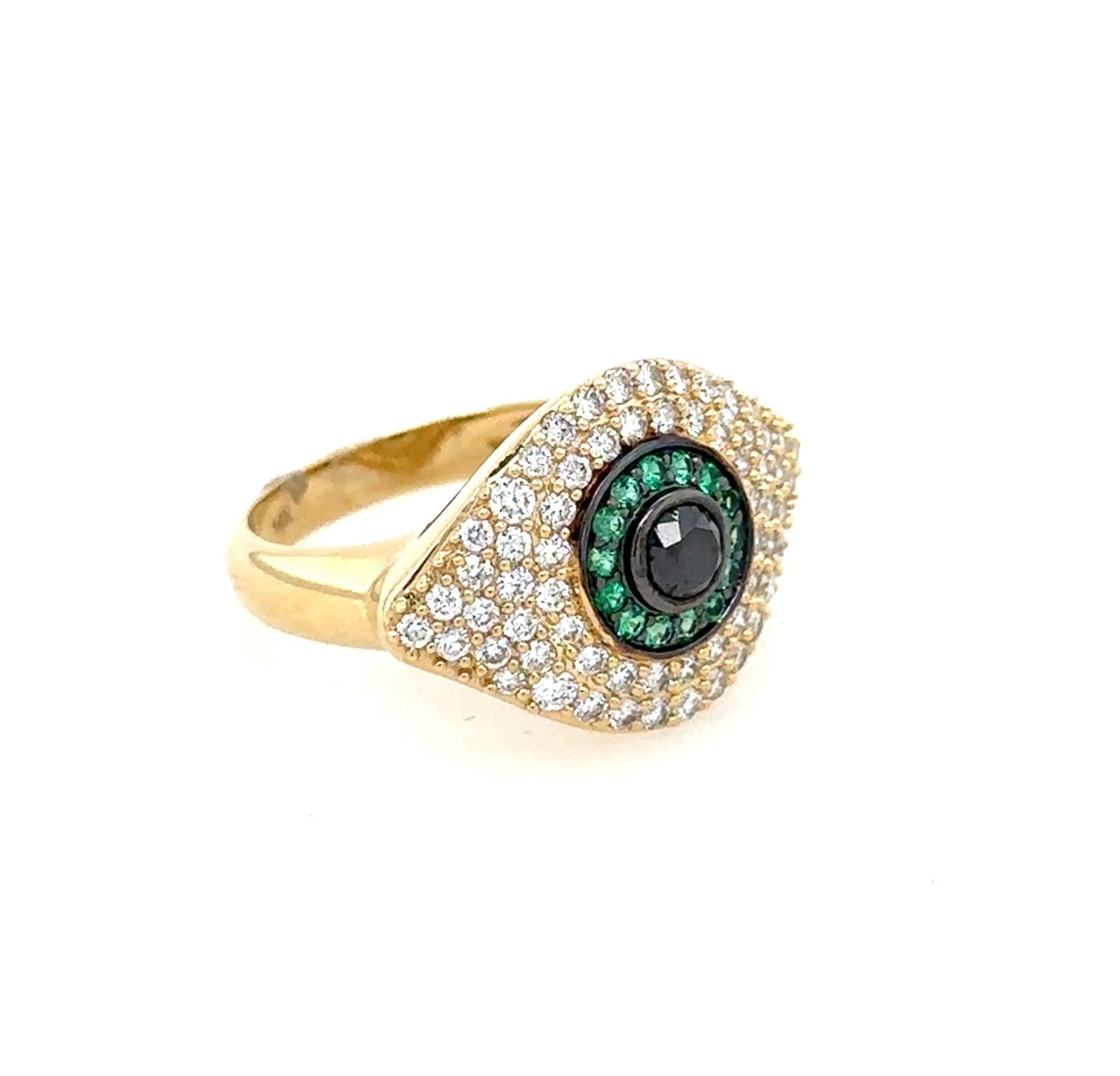 Emerald Halo Evil Eye Ring