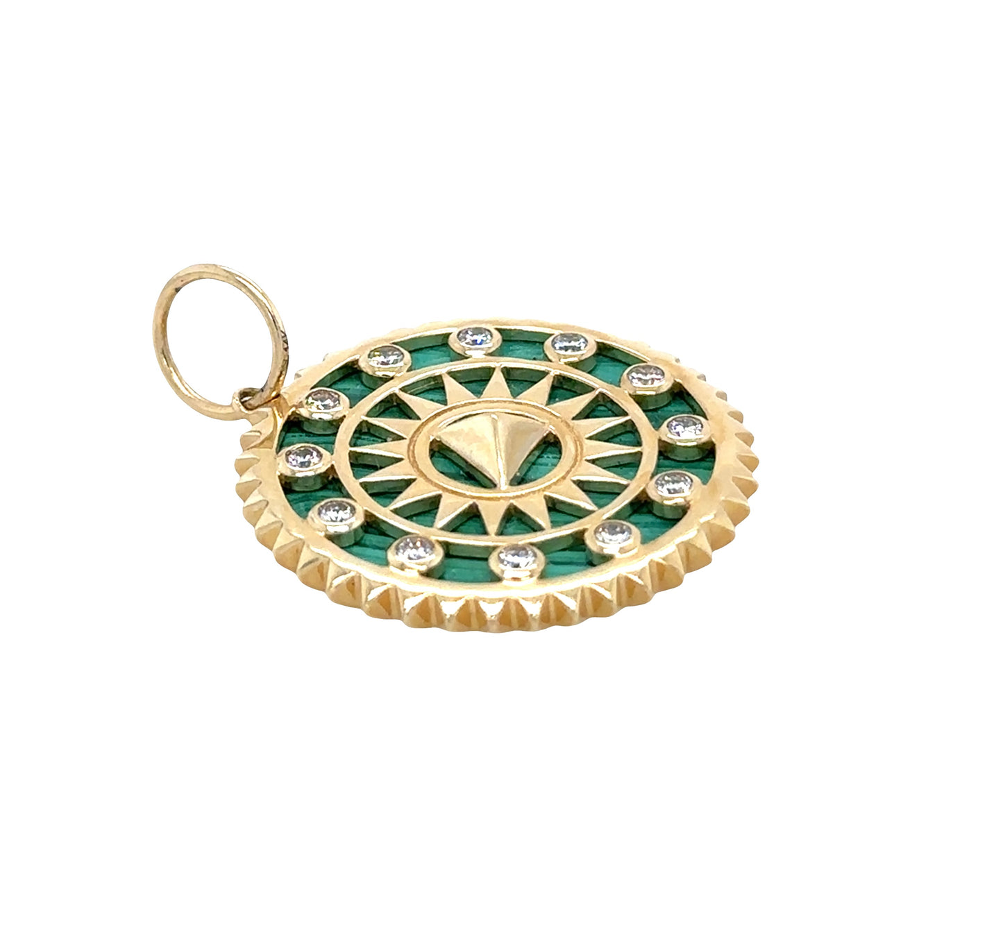 Malachite Sunburst Compass Pendant