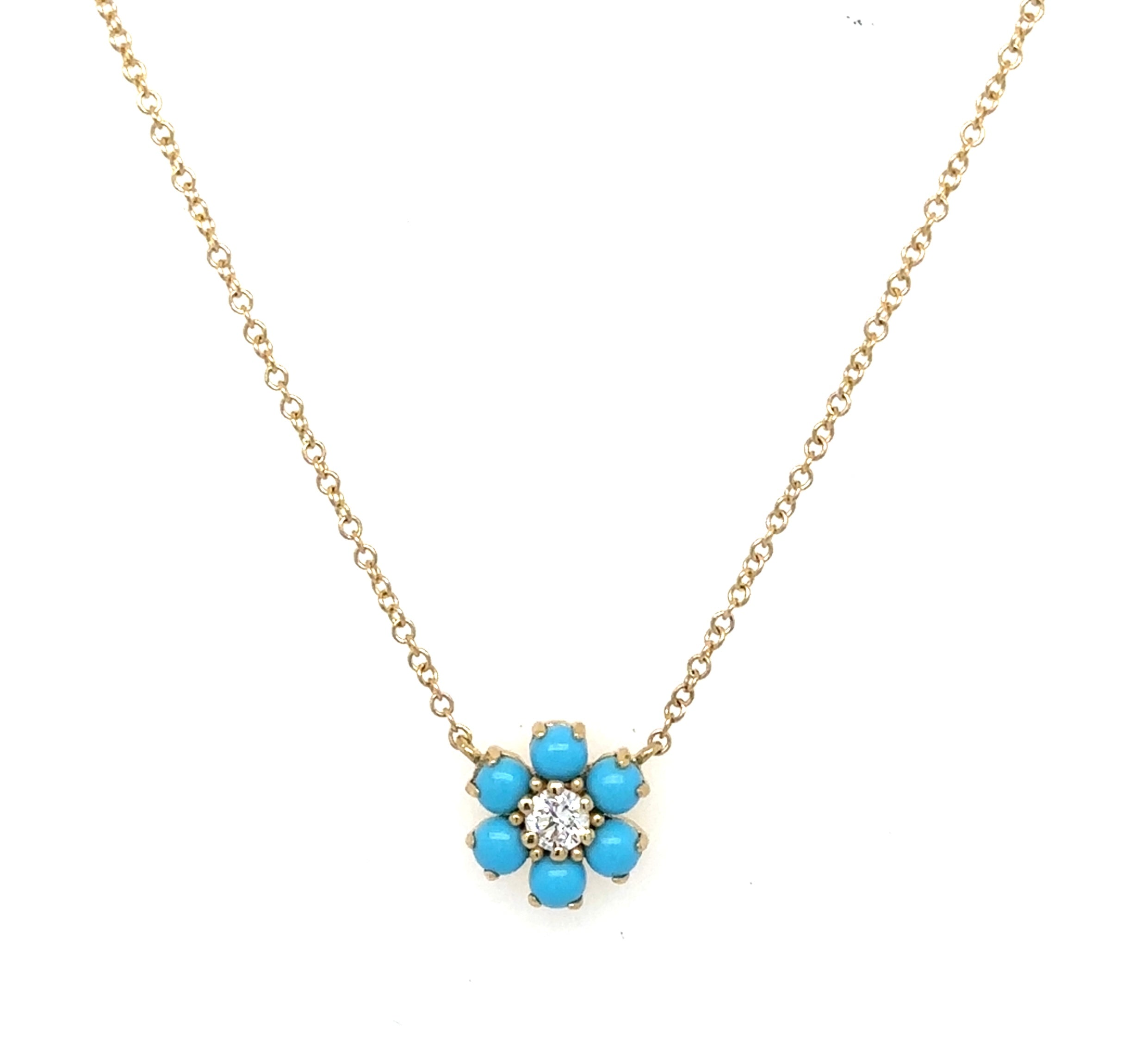 Melanie Turquoise & Diamond Flower Necklace