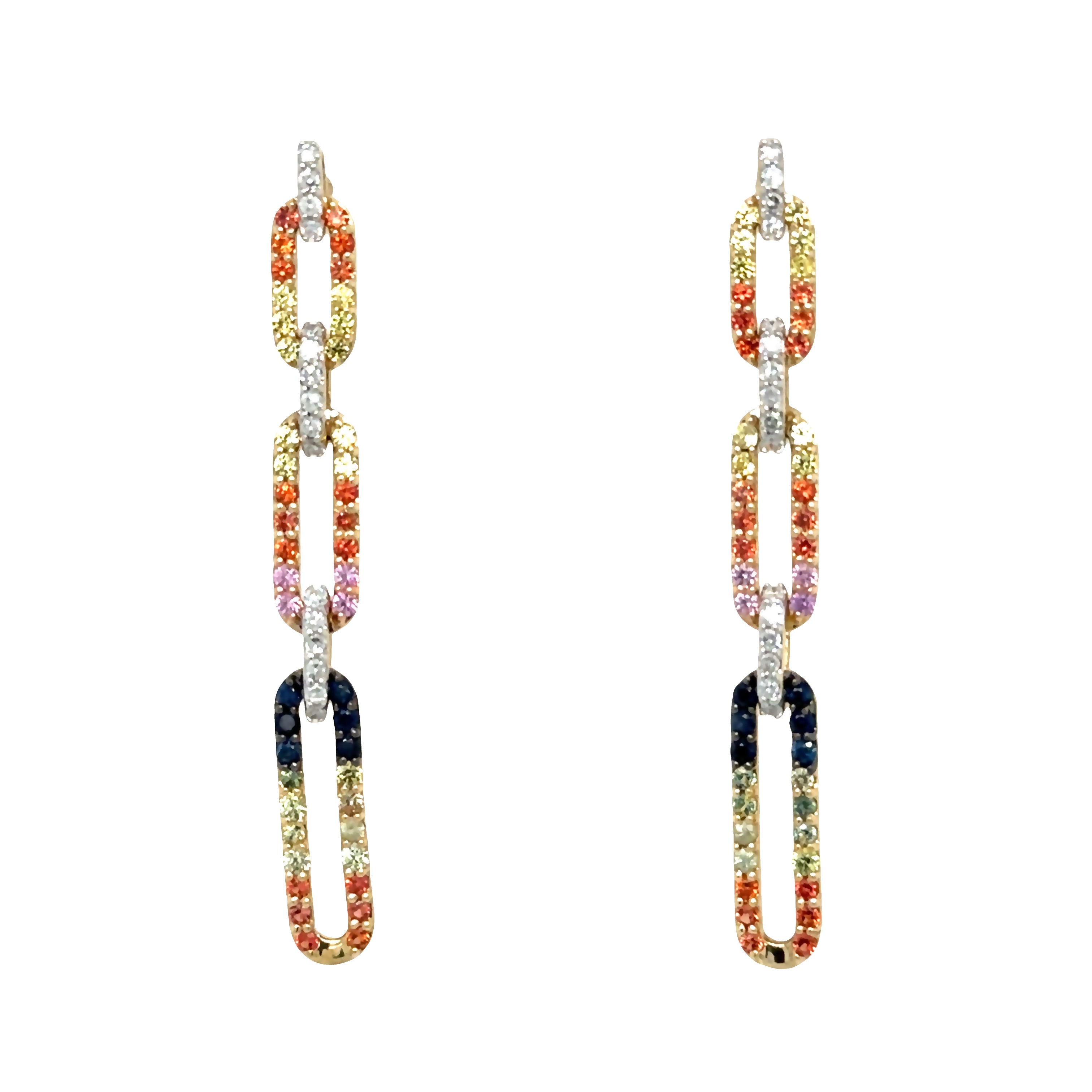 Multi Sapphire Link Earrings