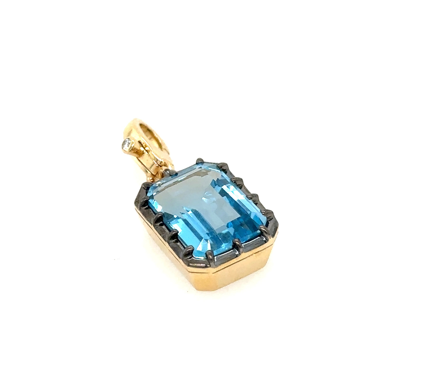 Emerald Shape Topaz Rhodium Framed Enhancer Pendant