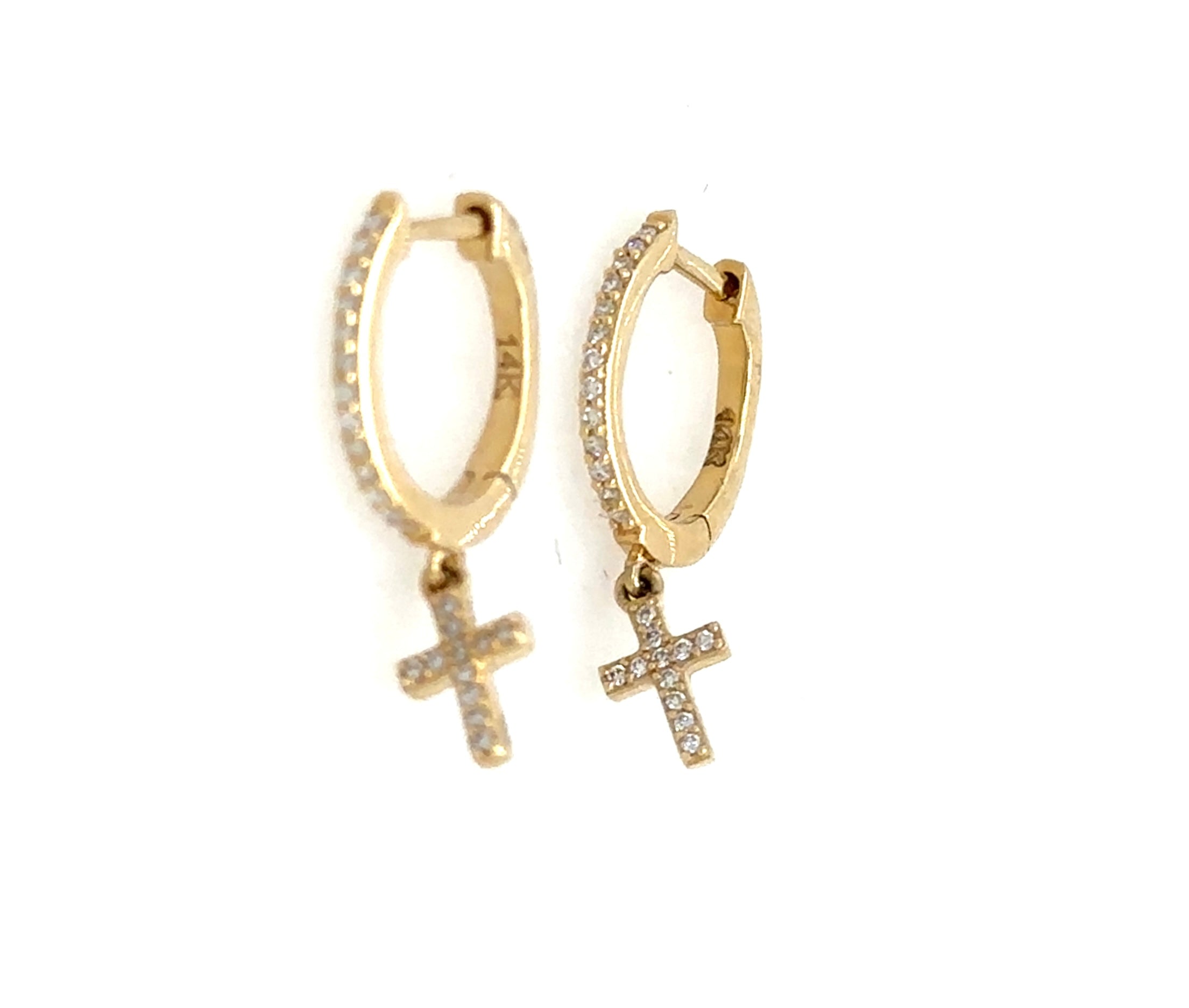 Diamond Cross Huggie Hoop