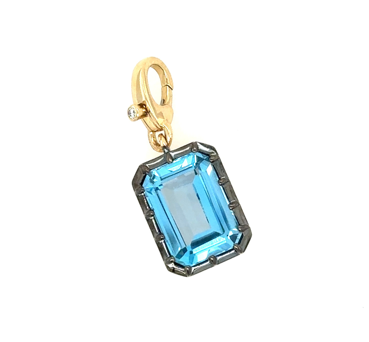 Emerald Shape Topaz Rhodium Framed Enhancer Pendant
