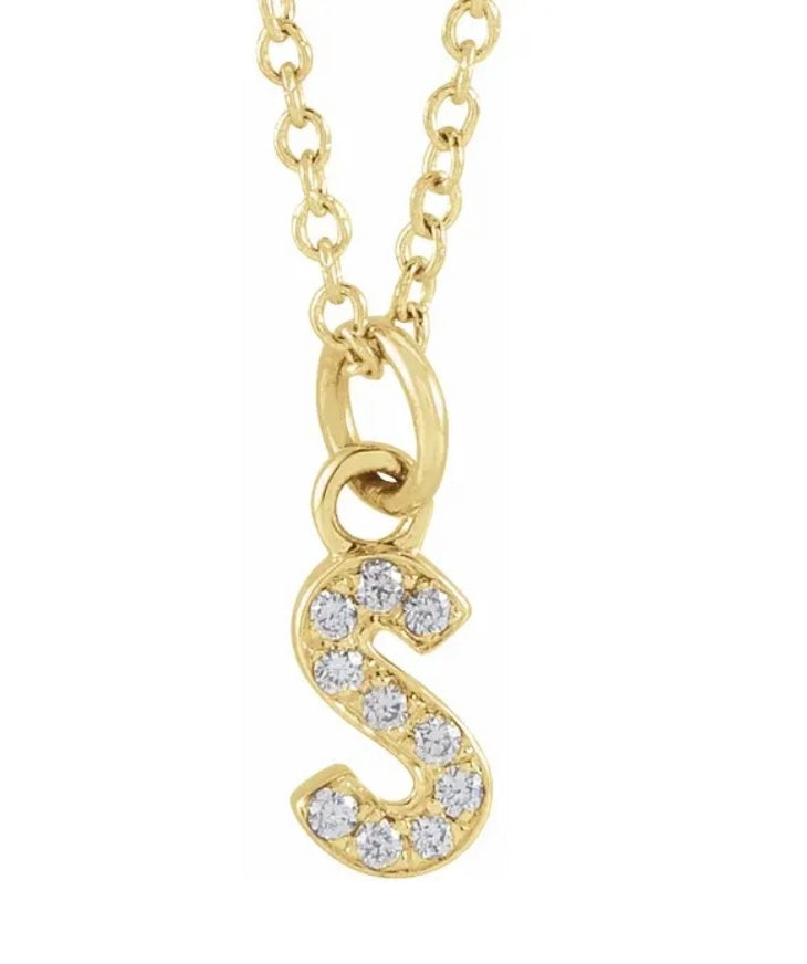 Petite Diamond Initial Necklace