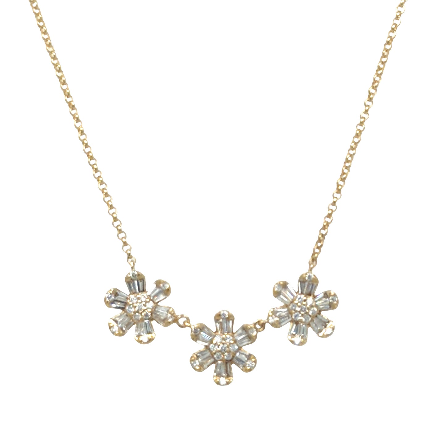 Triple Diamond Flower Necklace