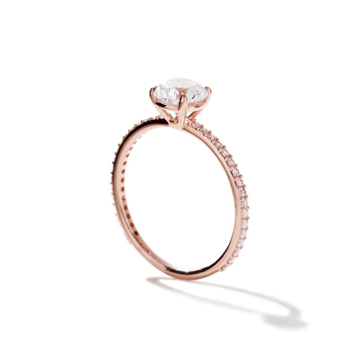 JBJ Solitaire Diamond Pave Engagement Ring