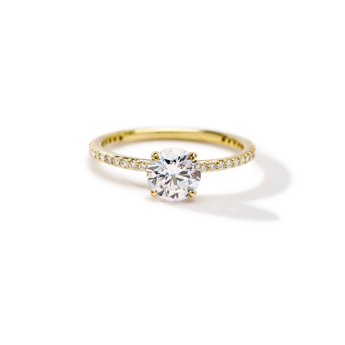 JBJ Solitaire Diamond Pave Engagement Ring