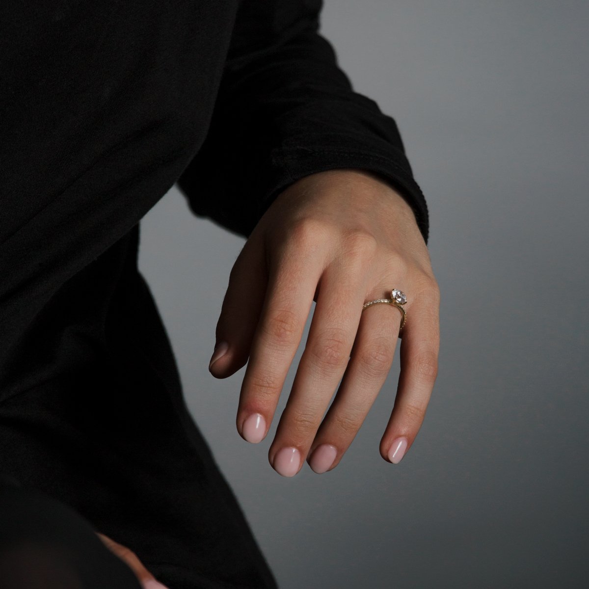 JBJ Solitaire Diamond Pave Engagement Ring