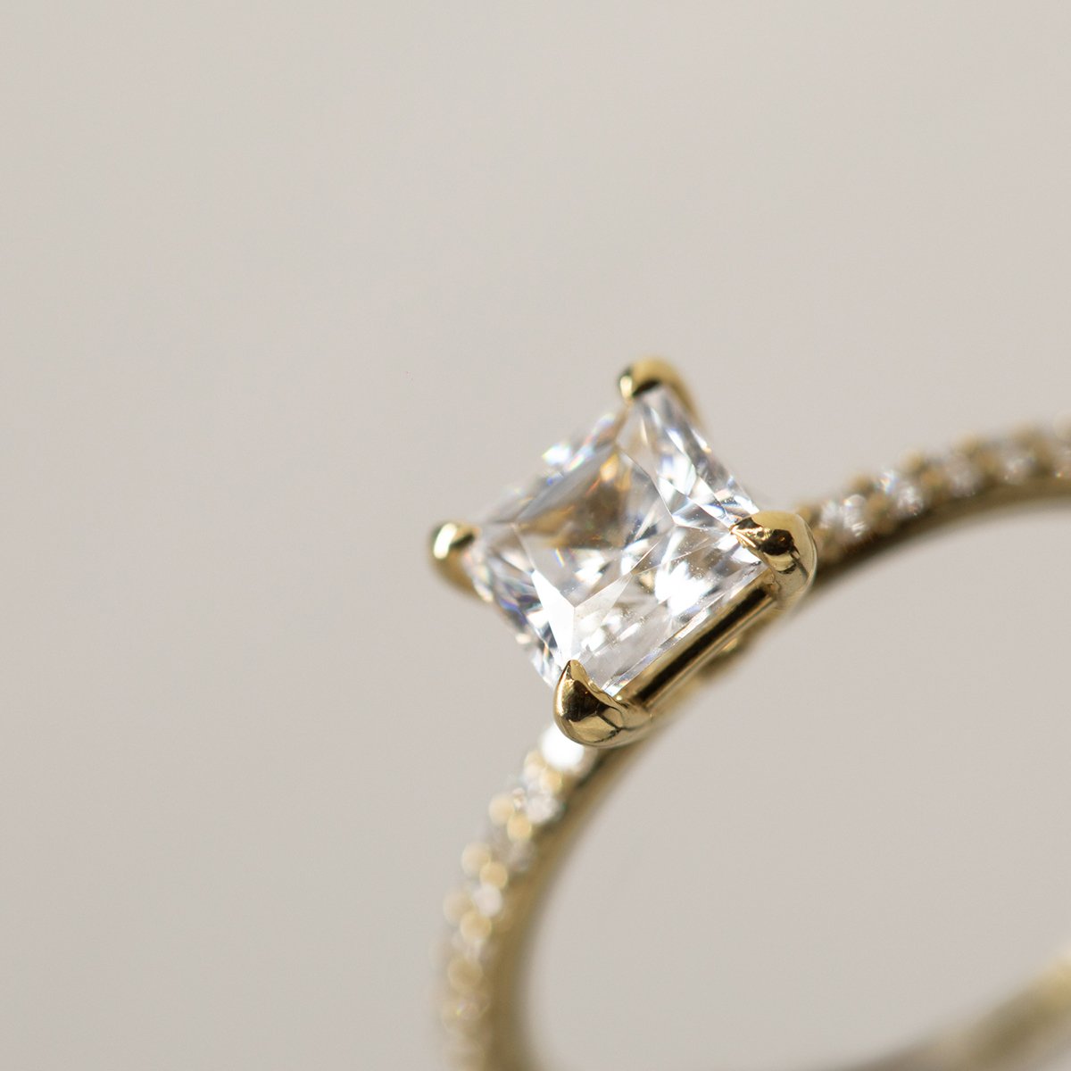 JBJ Solitaire Diamond Pave Engagement Ring