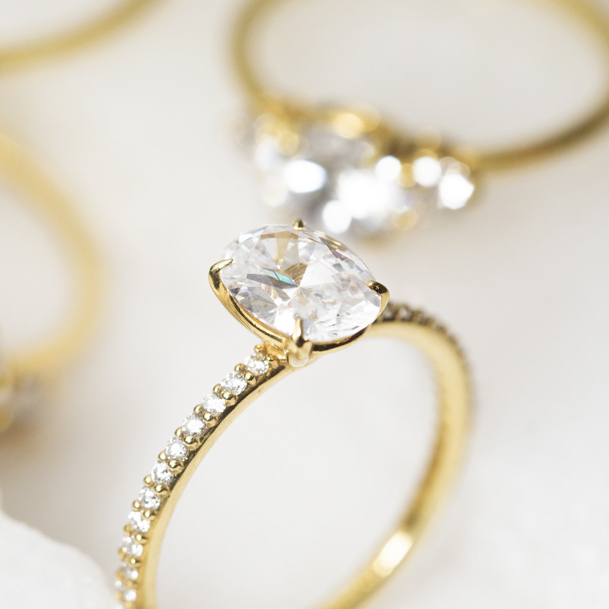 JBJ Solitaire Diamond Pave Engagement Ring