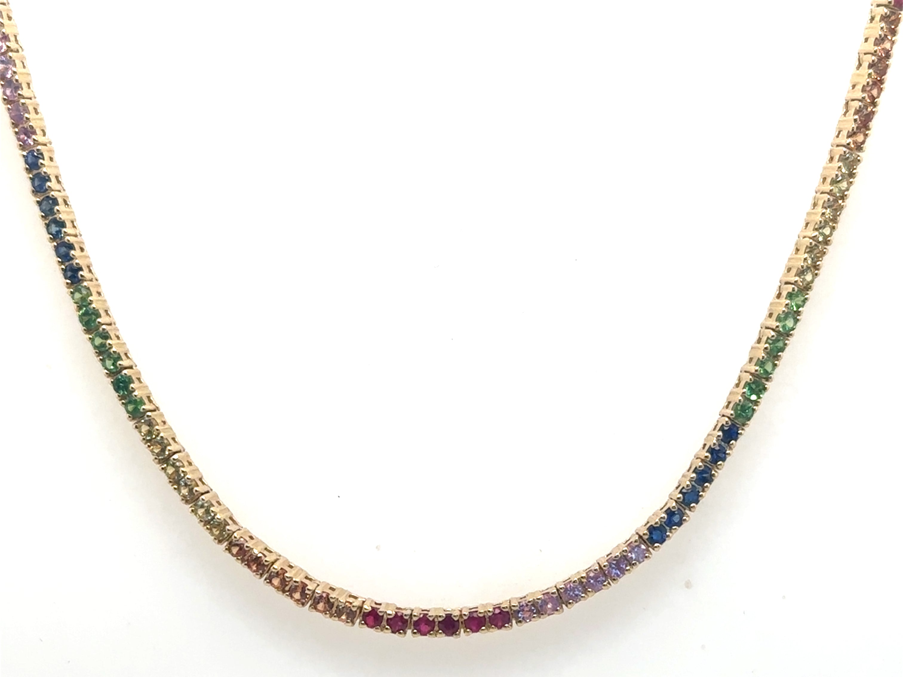 Rainbow Baby Sapphire Tennis Necklace