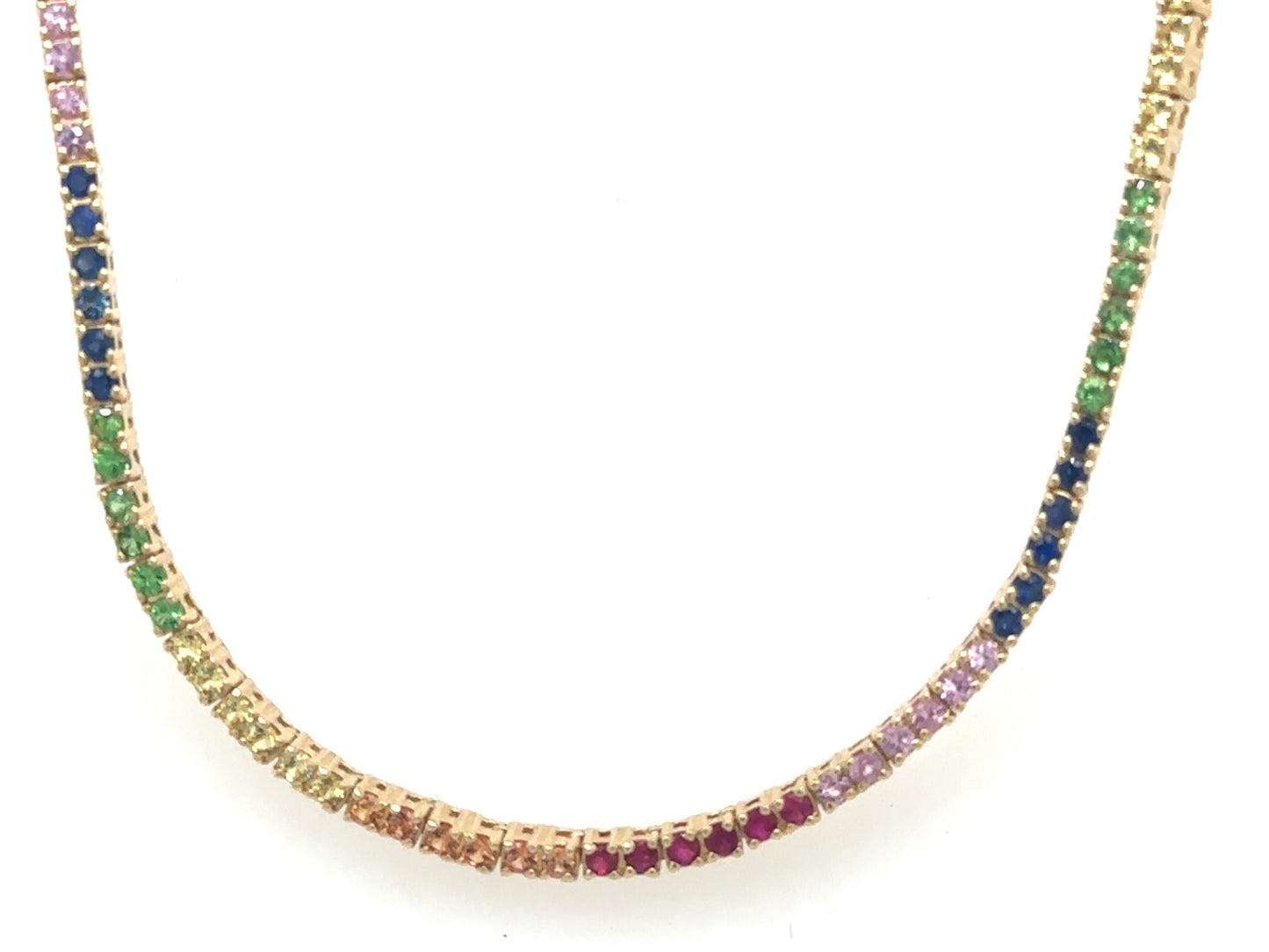Rainbow Baby Sapphire Tennis Necklace