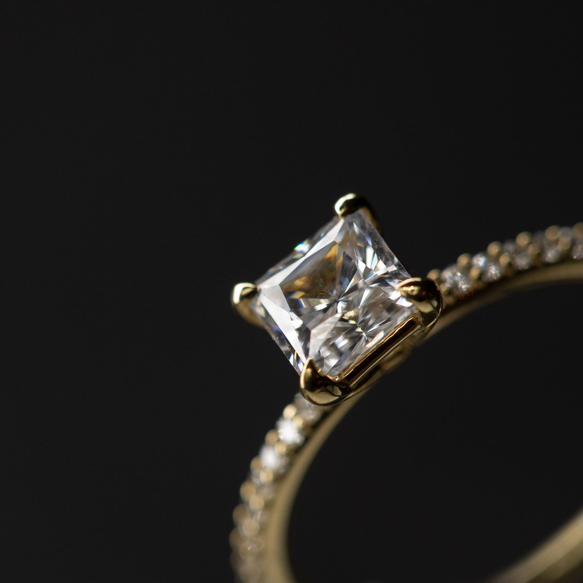 JBJ Solitaire Diamond Pave Engagement Ring