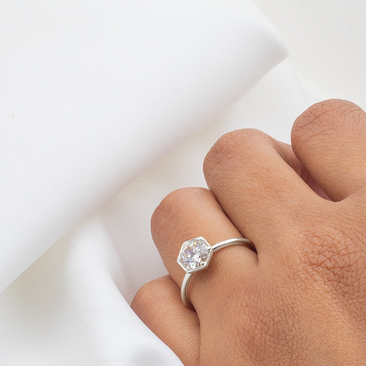JBJ Semi Bezel Diamond Engagement Ring