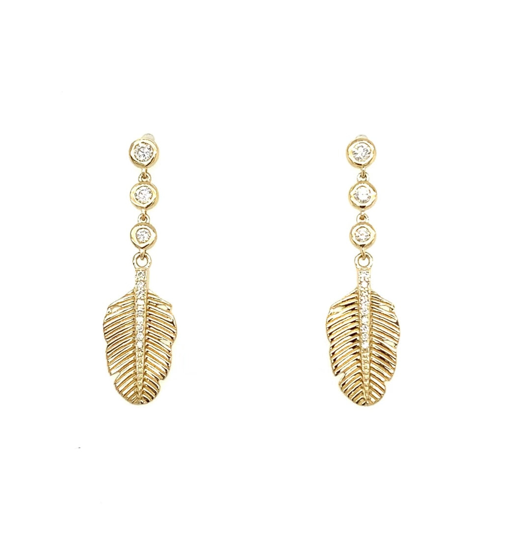 Angelina 14k gold petite feather earrings
