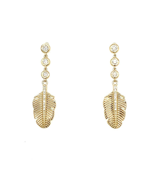 Angelina 14k gold petite feather earrings