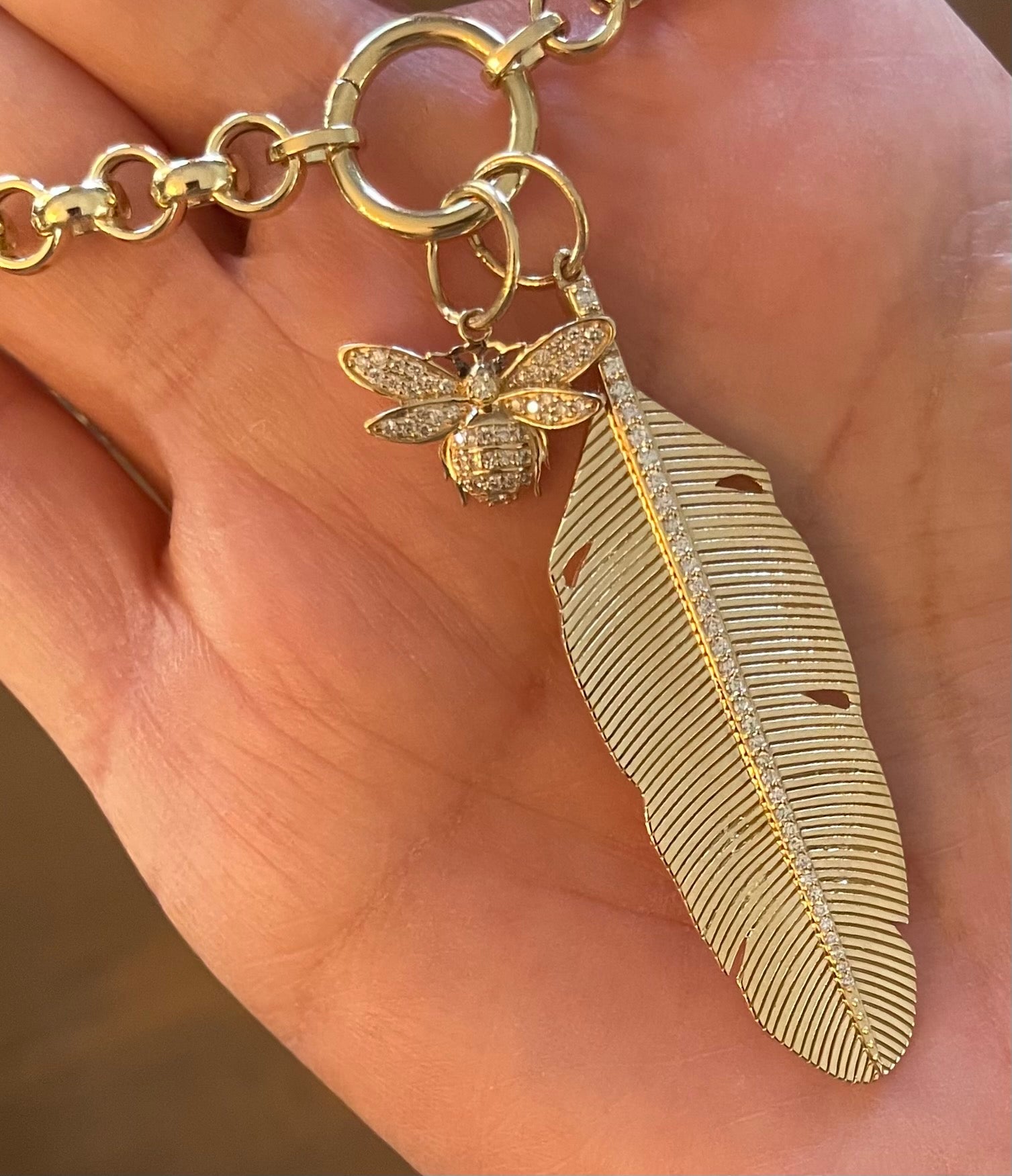 14k Gold feather