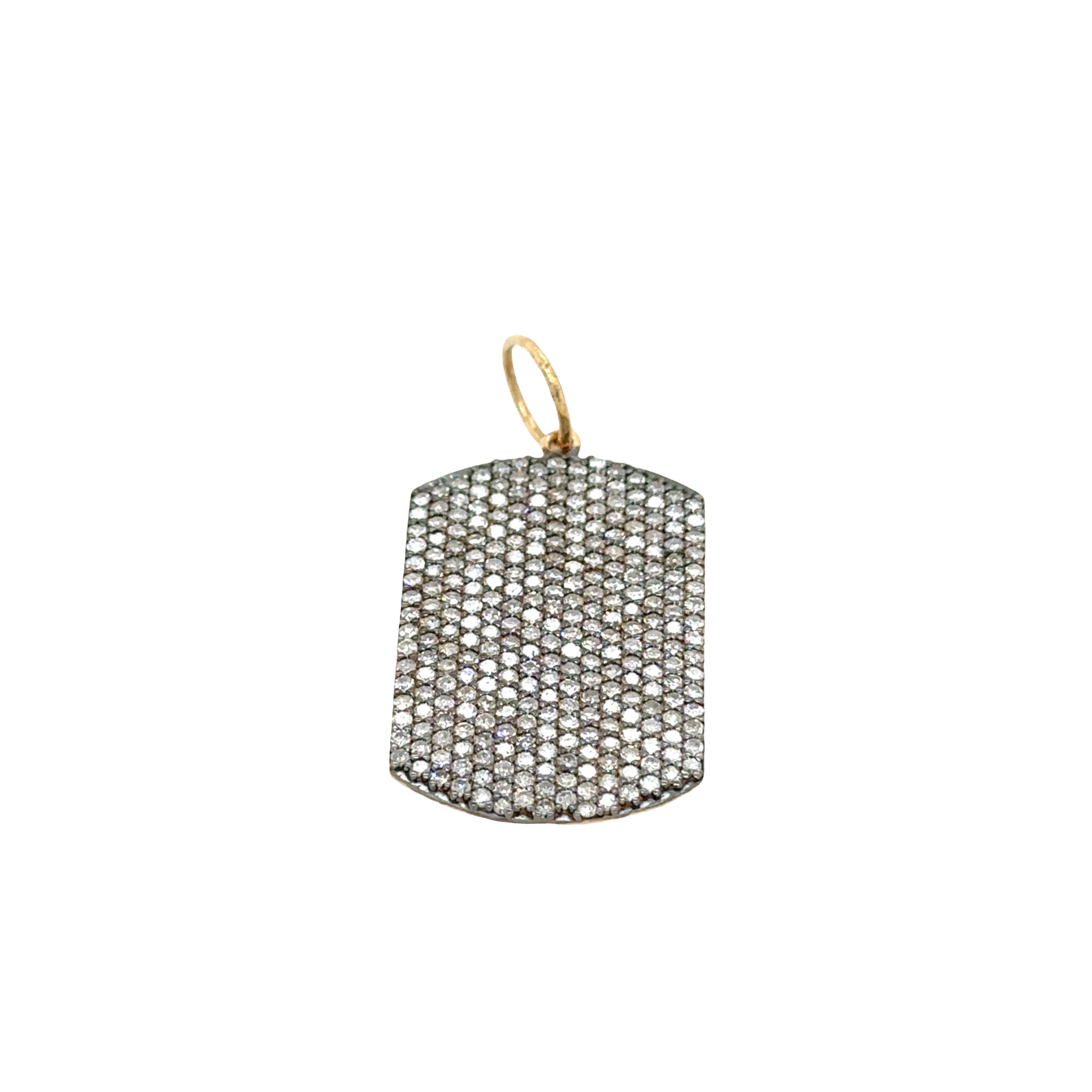 Mixed Metal Diamond Dog Tag Pendant