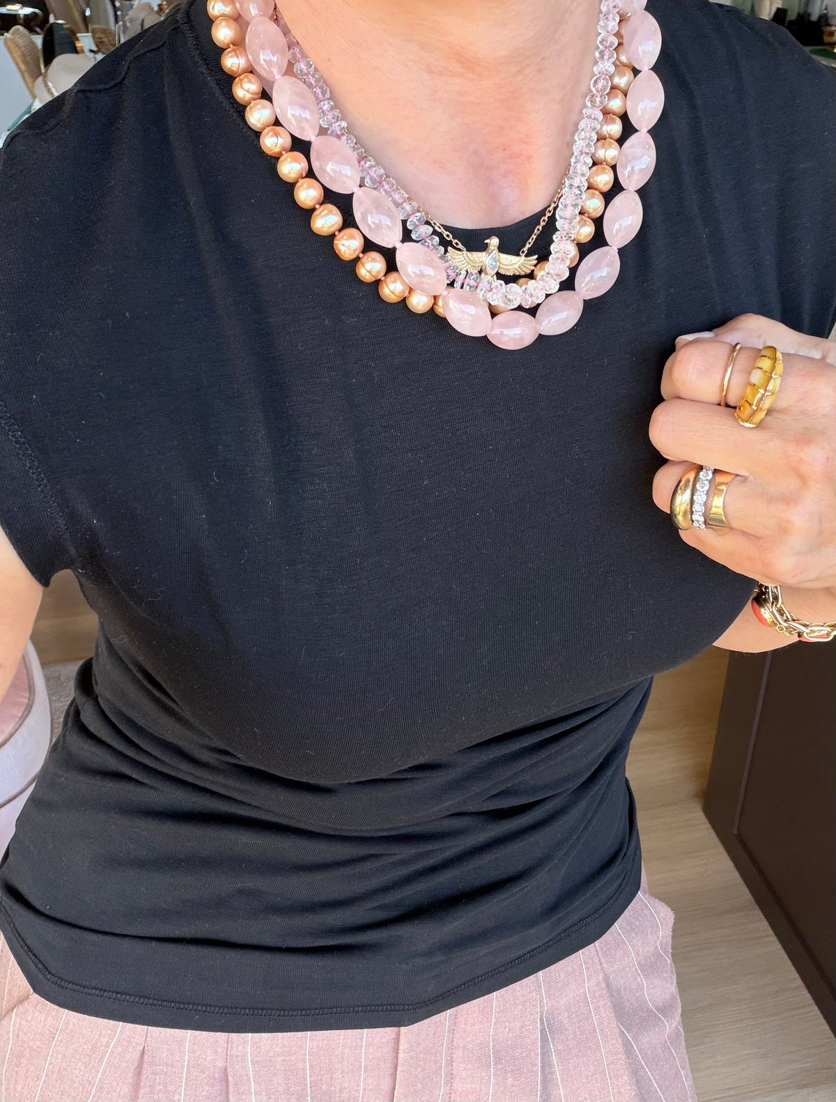 Rose Quartz Bead Necklace