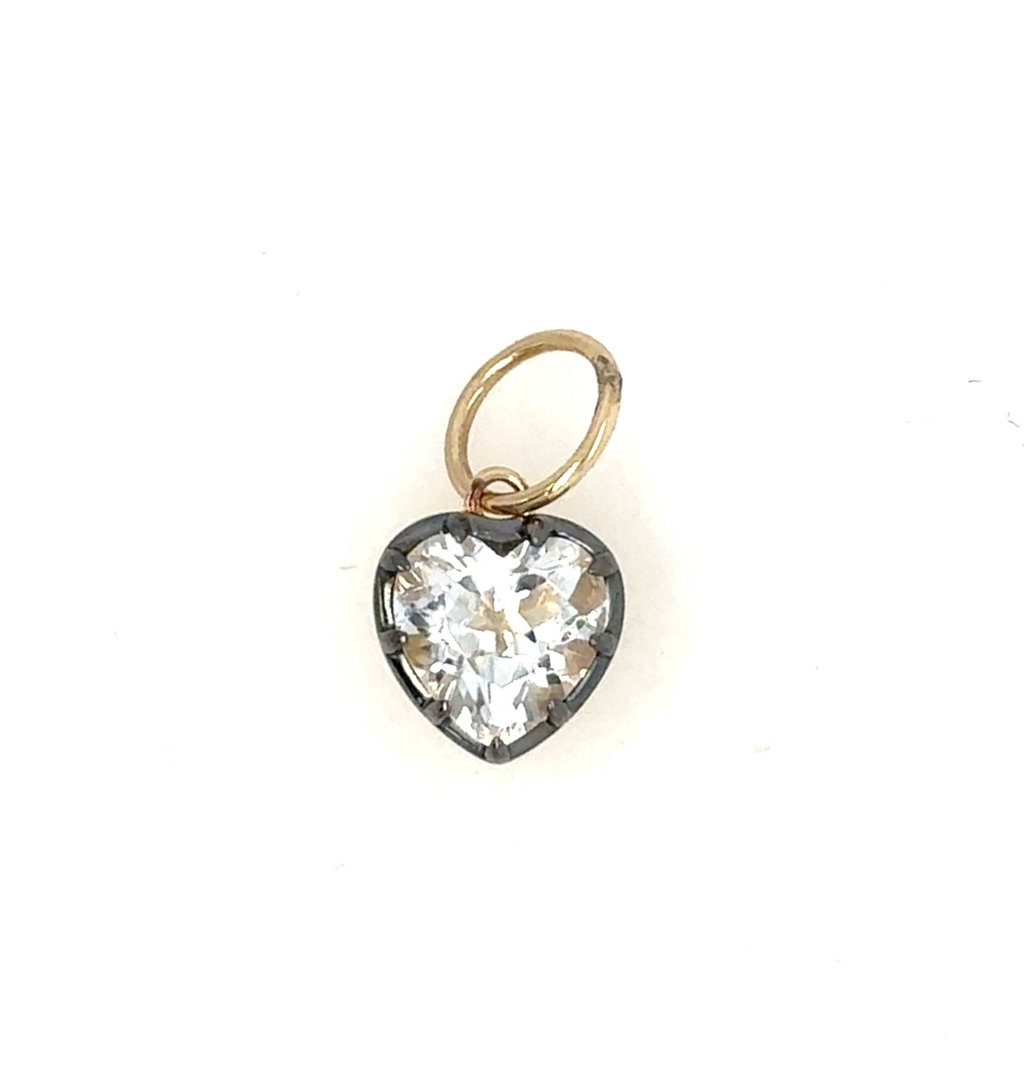 White Topaz Rhodium Framed Heart Pendant