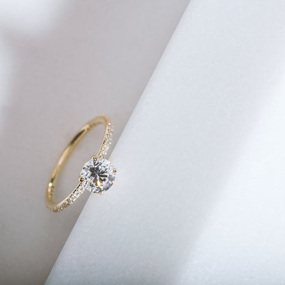 JBJ Solitaire Diamond Pave Engagement Ring