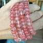 Breast Cancer Awareness Cherry Quartz Beaded Stretch Bracelet