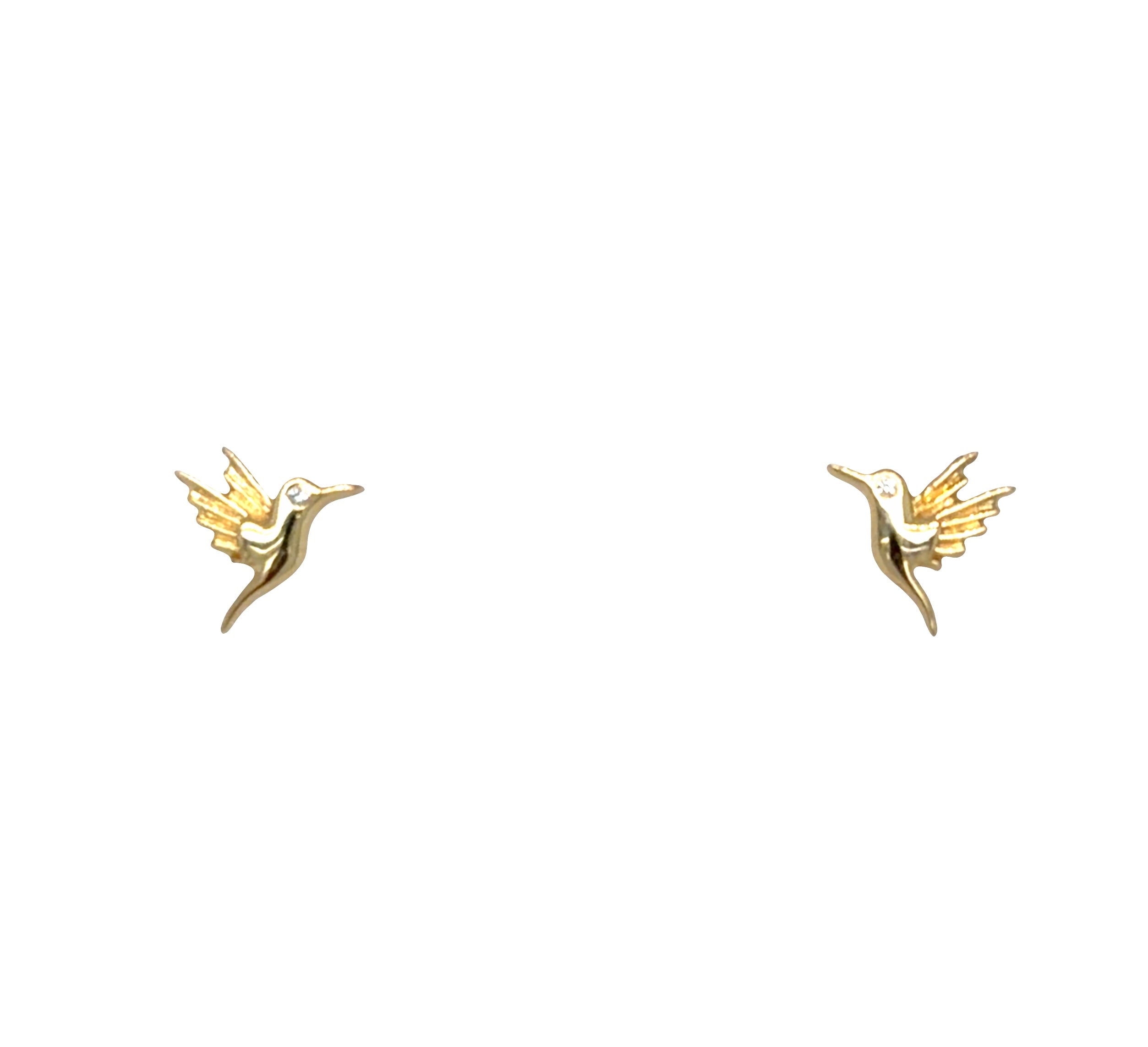 Hummingbird Stud Earrings – 14k Gold