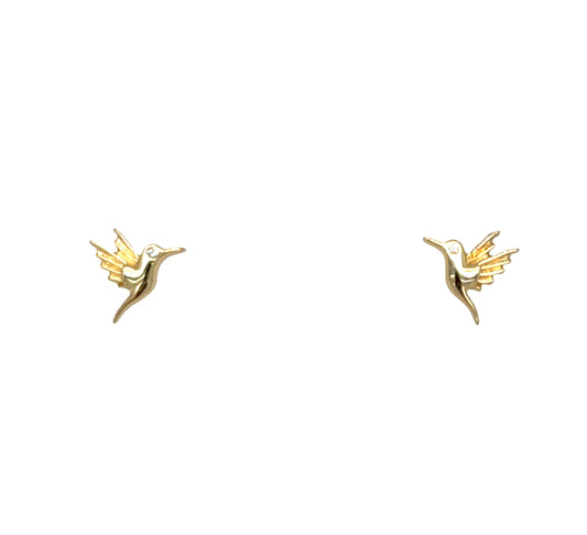 Hummingbird Stud Earrings – 14k Gold